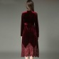 2017 New Autumn Winter Dress Women Plus Size Velvet Lace Stitching Long Vintage Elegant Robe Elbise Office Casual Dress