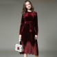 2017 New Autumn Winter Dress Women Plus Size Velvet Lace Stitching Long Vintage Elegant Robe Elbise Office Casual Dress
