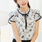 Summer Floral Print Chiffon Blouse Ruffled Collar Bow Neck Shirt Petal Short Sleeve Chiffon Tops Plus Size Blusas Femininas32796588405