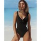 Swimsuit Women One Piece Monokini Vintage Swimwear Slimming Bodysuit Female Black Bathing Suit Wide Strap Deep V Beach Wear