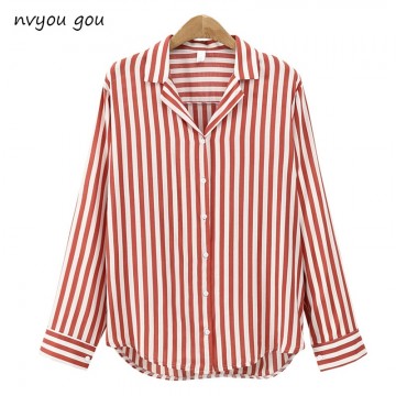 New Spring Autumn Women Blouse Flower V-Neck Long Sleeve Work Shirts Women office Tops Striped blouse for business32846394816