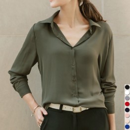Hot Sale Women Shirts Blouses Long Sleeve Turn-Down Collar Solid Ladies Chiffon Blouse Tops OL Office Style Chemise Femme
