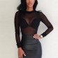 Sexy Women Blouses See Through Transparent Mesh Stand Neck Long Sleeve Sheer Blouse Shirt Ladies Tops Tee Plus Size32857738117