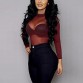 Sexy Women Blouses See Through Transparent Mesh Stand Neck Long Sleeve Sheer Blouse Shirt Ladies Tops Tee Plus Size32857738117
