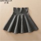 Spring Autumn High Waist Knitted Skirts Women Pleated mini Skirt Casual Elastic Flared Skirt Female midi Short Skirt Woman