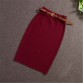 Women Midi Skirts Knitting Solid Female Pencil Skirt  Autumn Winter High Waist with Sashes Bodycon Package Hip Split SK600832841885960
