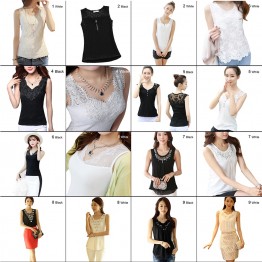 Women Sleeveless Blouse Summer Chiffon Lace Top Blusas Female Clothing Women's Tops New Blouses Shirts Black White Flower