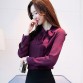 New bow neck women s clothing spring long-sleeved chiffon women blouse shirt solid purple formal women tops blusas D304 3032849027256