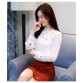 New bow neck women s clothing spring long-sleeved chiffon women blouse shirt solid purple formal women tops blusas D304 3032849027256