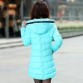 Women winter hooded warm coat slim plus size candy color cotton padded basic jacket female medium-long  jaqueta feminina
