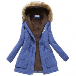 Women winter thicken warm coat female autumn hooded cotton fur plus size basic jacket outerwear slim long ladies chaqueta