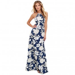 2019 Summer Maxi Long Dress Women Halter Neck Vintage Floral Print Sleeveless Boho Dress 5XL Plus Size Sexy Beach Dress Vestido