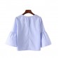 2019 Summer Women New Loose casual Shirt Blouse Elegant pearls O-neck 3/4 flare sleeve tops blusas Awedrui