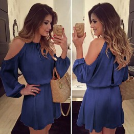 2019 new fashion cool women dress womens long sleeve clothing hot ladies hollow out cold shoulder fall female mini dresses