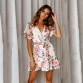 2019 new spring and summer fashion dress Three-color short-sleeved deep V print sexy dress women's new tumblr clothing ins style