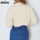 Aproms Elegant Solid Color Cropped Teddy Jacket Women Front Pockets Thick Warm Coat Autumn Winter Soft Short Jackets Female