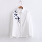Autumn Floral Embroidery White Long Sleeve Women Blouses Blue Striped Shirt Cotton Casual Women Tops blusas mujer de moda