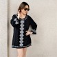 Black Embroidery Round Neck Long Sleeve Mini Dress Plus Size Summer Beach Tunic 2019 Women Clothes Fashion Street Wear N526