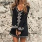 Black Embroidery Round Neck Long Sleeve Mini Dress Plus Size Summer Beach Tunic 2019 Women Clothes Fashion Street Wear N52632883489266