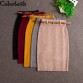 Colorfaith New Women Solid Multi Colors Knitting Package Hip Pencil Midi Skirt Autumn Winter Belt Bodycon Femininas SK6008