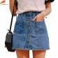 Denim Skirt High Waist A-line Mini Skirts Women Summer New Arrivals Single Button Pockets Blue Jean Skirt Style Saia Jeans32857973747