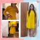 Dotfashion Yellow Scallop Edge Tunic Womens Dresses New Arrival 2019 Clothes Autumn Casual Plain 3/4 Sleeve Straight Short Dress32949607465