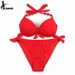 EONAR Bikinis Women Print Floral Swimsuits Brazilian Push Up Halter Bikini Set Bathing Suits Plus Size Swimwear Female XXL