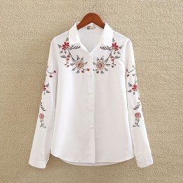 Embroidery White Cotton Shirt Autumn New Fashion Women Blouse Long Sleeve Casual Tops Loose Shirt Blusas Feminina plus size