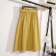 Gogoyouth Summer Autumn Skirts Womens Midi Knee Length Korean Elegant Button High Waist Skirt Female Pleated School Skirt