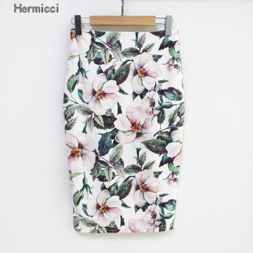Hermicci Summer Style Pencil Skirt Women High Waist Green Skirts Vintage Elegant Bodycon Floral Print Midi Skirt32815367696