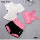High Waist Three Piece Yoga Set Sportswear for Women Sports Bra Fitness Clothing Women Sports Shorts Gym Workout Crop Top Women