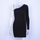 Hugcitar cotton one one shoulder slope long sleeve high waist sexy bodycon dresses autumn winter women fashion party dress