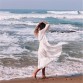 Ladies Dresses 2019 Elegant Long White Lace Sundress Sexy Front Open Deep V Neck Ruffle Maxi Dress Summer Women Beach Tunic N561