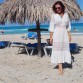 Ladies Dresses 2019 Elegant Long White Lace Sundress Sexy Front Open Deep V Neck Ruffle Maxi Dress Summer Women Beach Tunic N56132890754024
