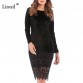 Liooil Robe Sexy Black Lace Velvet Dress 2019 Spring Casual Womens Clothing Wine Red Green Female Midi Bodycon Party Dresses32953886865