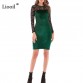 Liooil Sexy Black Lace Velvet Dress New 2019 Spring Casual Women Clothing Wine Red Green Female Midi Bodycon Party Dresses