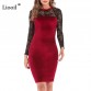 Liooil Sexy Black Lace Velvet Dress New 2019 Spring Casual Women Clothing Wine Red Green Female Midi Bodycon Party Dresses32955319585