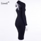 Liooil Sexy Black Midi Dress Women Clothes 2019 Spring One Shoulder Long Sleeve High Waist Asymmetrical Party Bodycon Dresses32947112189