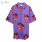 Lychee Harajuku Demon Print Summer Women Blouse Punk Gothic Casual Loose Short Sleeve Shirt Tops Female32873393277