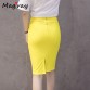 Magiray High Waist Elastic Pencil Skirt Female Bodycon Skirts Womens Summer Knee Length Back Split Ladies Office Saia C571