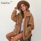 Nadafair plus size fleece faux shearling fur jacket coat women autumn winter plush warm thick teddy coat female casual overcoat32911483401