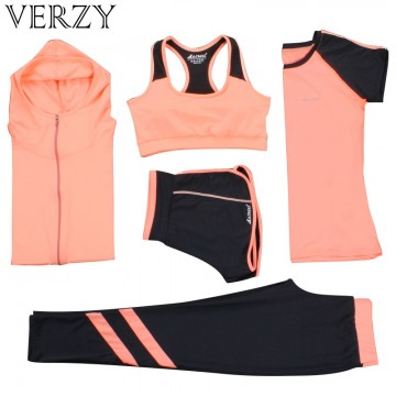 New Yoga Suits Women Gym Clothes Fitness Running Tracksuit Sports Bra+Sport Leggings+Yoga Shorts+Top 5 Piece Set Plus Size M-3XL32815899448