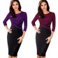 Nice-forever Vintage Elegant Contrast Color Patchwork Wear to Work vestidos Business Party Office Women Bodycon Dress B46332917746614