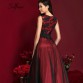 Robe de Soiree Longue Black Lace Red Women Dress Elegant Long Cheap Appliques Tulle Vintage Party Dresses Vestido de Festa