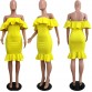 SEBOWEL 2019 Elegant Yellow Off Shoulder Party Short Dress Women Sexy Backless Ruffles Sleeve Club Dresses Female Clothing S-XXL32886046460