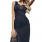 SEBOWEL Black Lace Patchwork Sleeveless Bodycon Slit Dress for Woman New 2019 Summer Female Sexy V-neck Dresses Casual Clothing