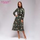 S.FLAVOR patchwork printing women A-line dress 2019 Spring Summer vintage style vestidos for female Casual bottom long dress