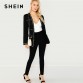 SHEIN Black Elegant Highstreet Open Front Frayed Edge Solid Fashion Jacket Autumn Office Lady Women Coat And Outerwear32920332067
