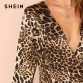 SHEIN Flounce Sleeve Surplice Wrap Top Multicolor Leopard Deep V Neck Ruffle Blouse Women Autumn Casual Pullovers Blouses32889241389
