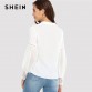 SHEIN Laser Cut Insert Guipure Lace Cuff Blouse White V Neck Long Sleeve Cut Out Tops Women Autumn Elegant Workwear Shirt32888881562